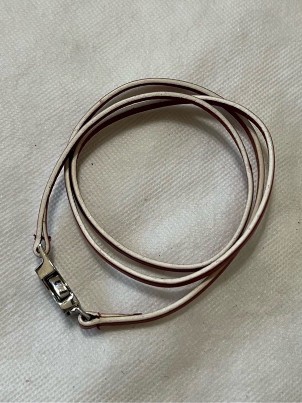 Lacoste Slim Wrap Red/White Leather Strap Bracelet with Silver Clasp